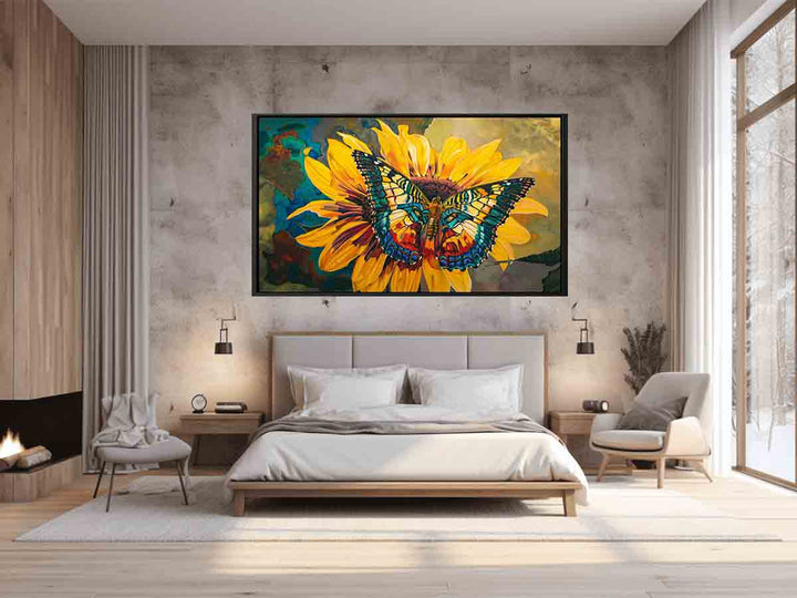 Butterfly Sitting On A Sunflower Art Print