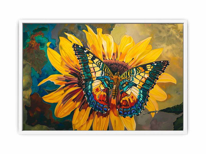 Butterfly Sitting On A Sunflower Painting