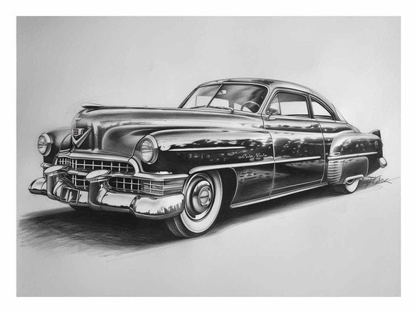 Vintage Car Drawing Art Print