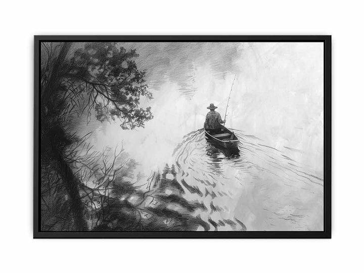 Fisherman Drawing  canvas Print