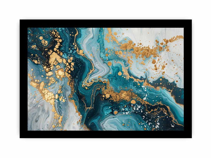 Abstract Blue And Gold framed Print