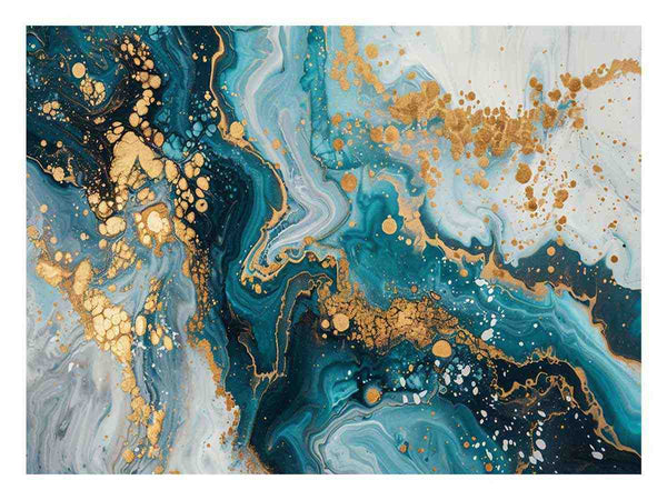 Abstract Blue And Gold Art Print