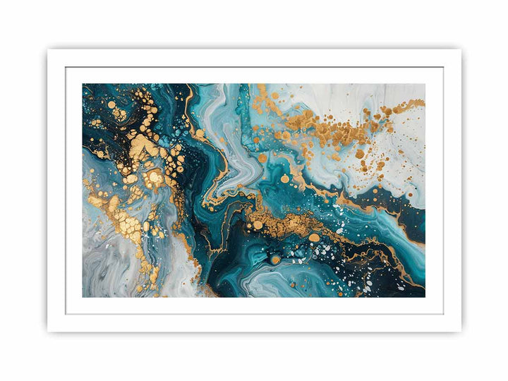 Abstract Blue And Gold framed Print