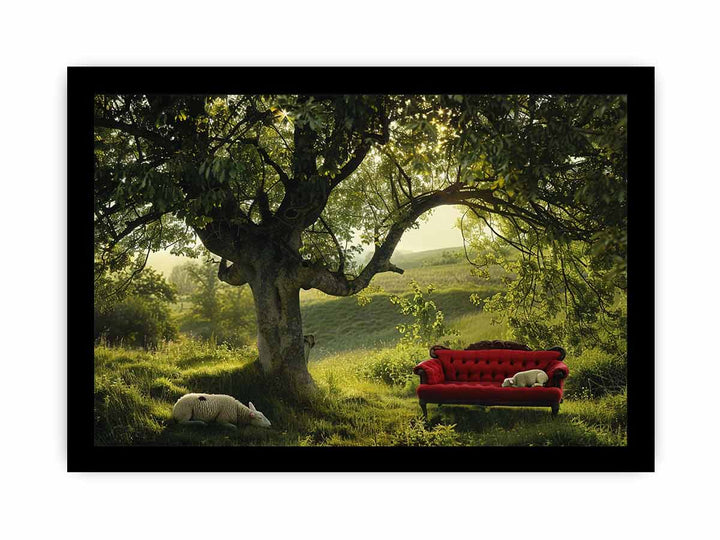 Red Couch framed Print