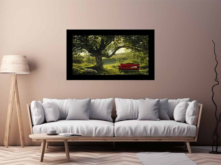 Red Couch  Art Print