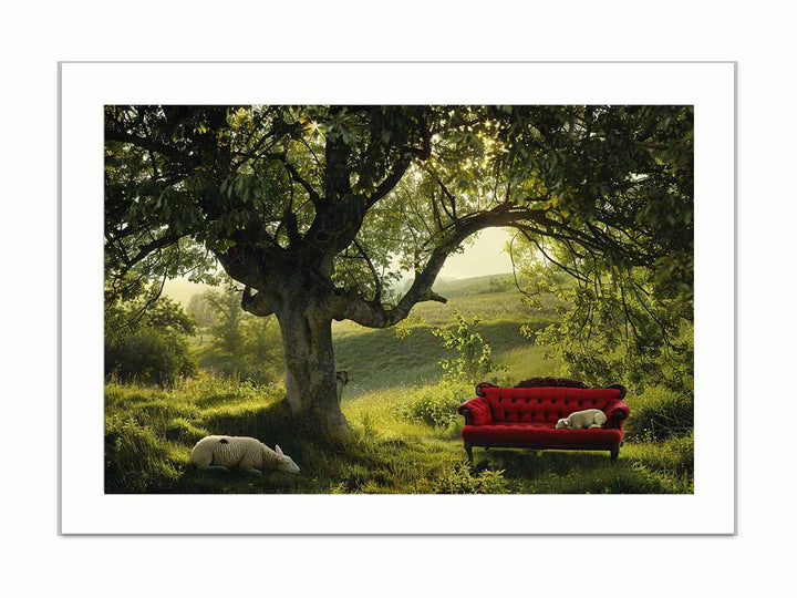 Red Couch framed Print
