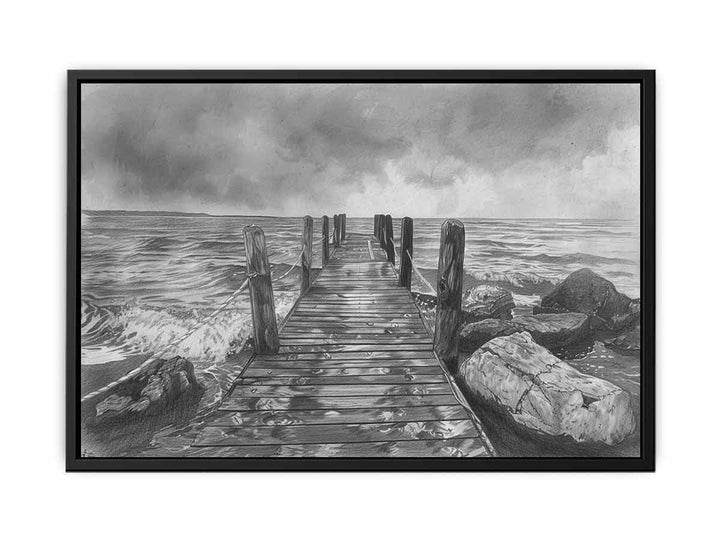 Jetty Drawing canvas Print