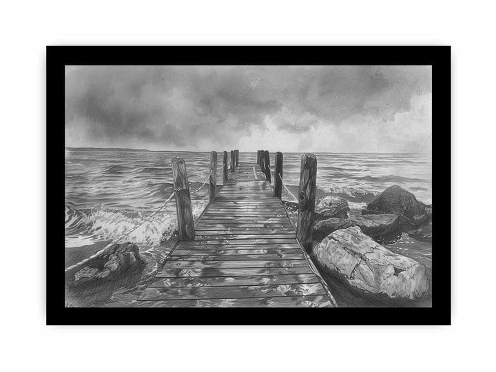 Jetty Drawing framed Print