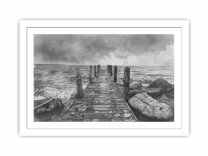Jetty Drawing framed Print