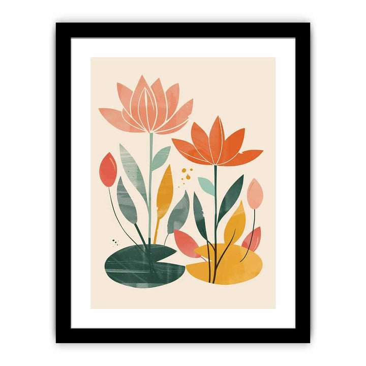 Two Lotus framed Print