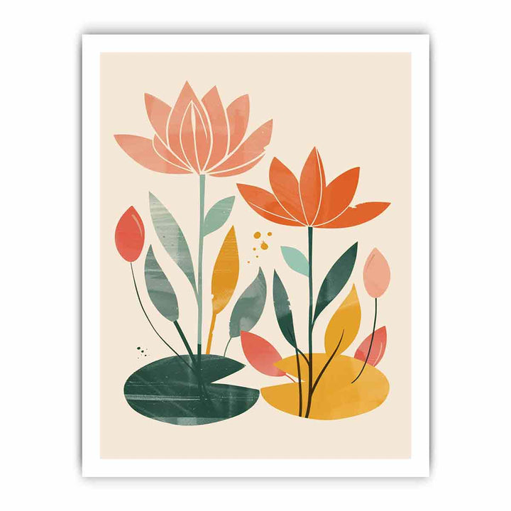 Two Lotus framed Print