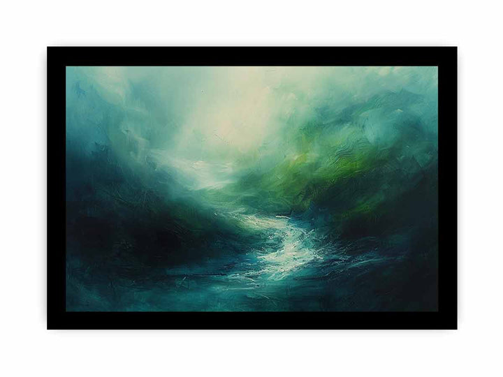 Abstract River Green framed Print