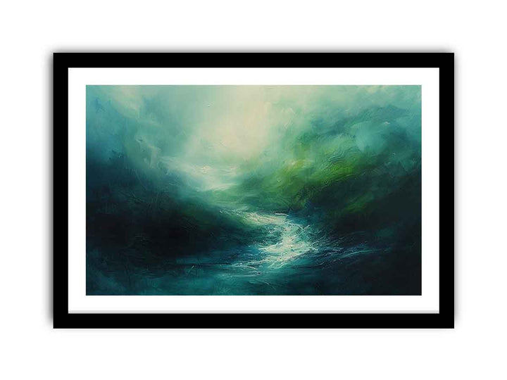 Abstract River Green framed Print
