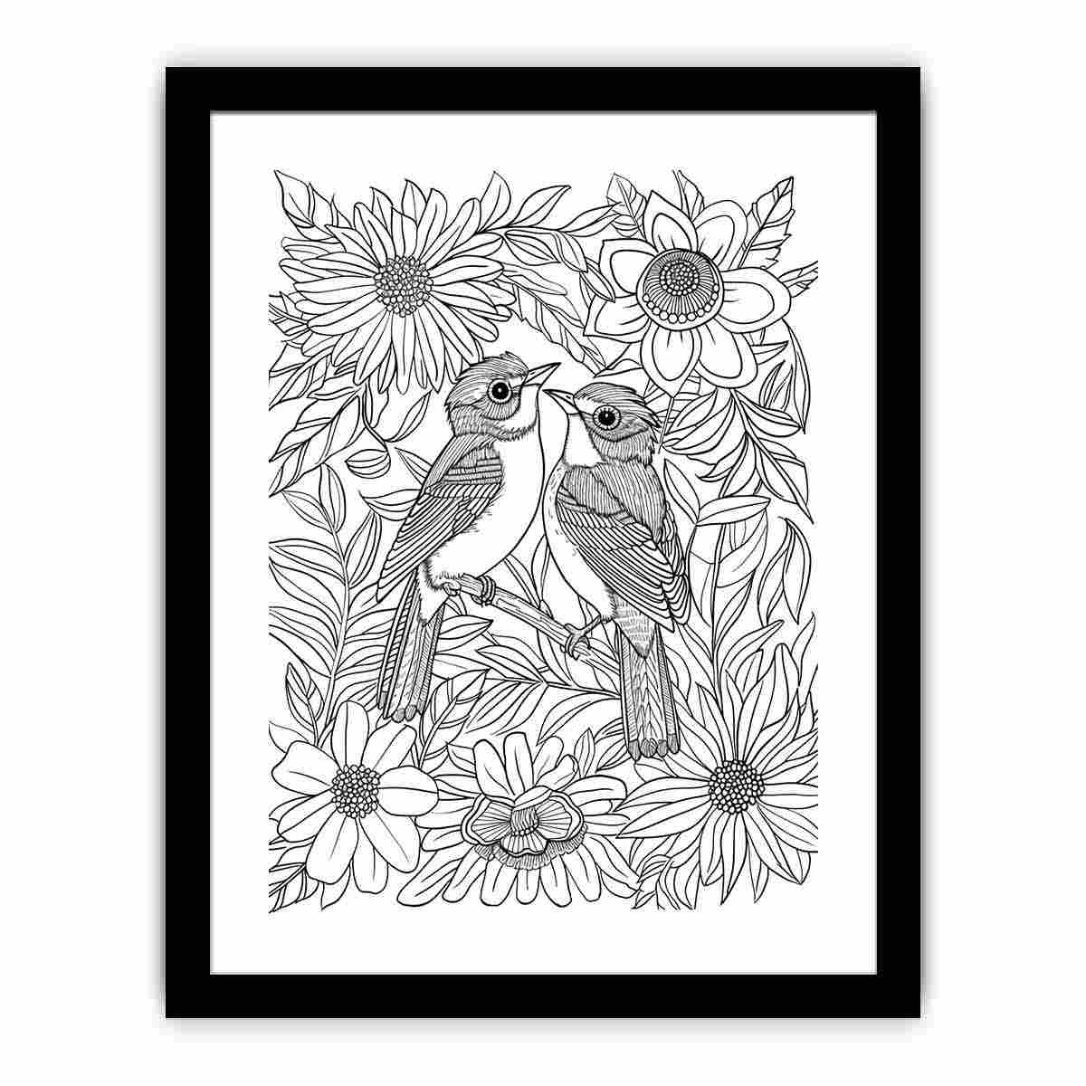 Color Me Love Birds framed Print