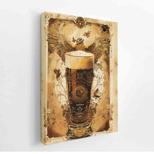 Ornate vintage beer glass with wings for elegant home bar decor.
