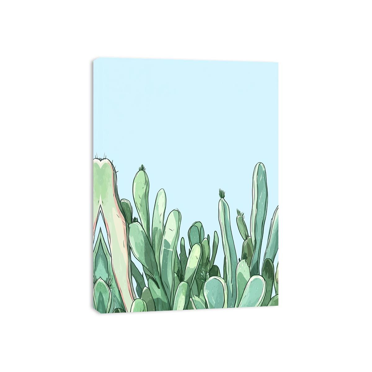 Minimal cactus illustration canvas print for calm bedroom decor.
