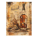 Vintage cat and whiskey bottle collage artwork for office wall decor.