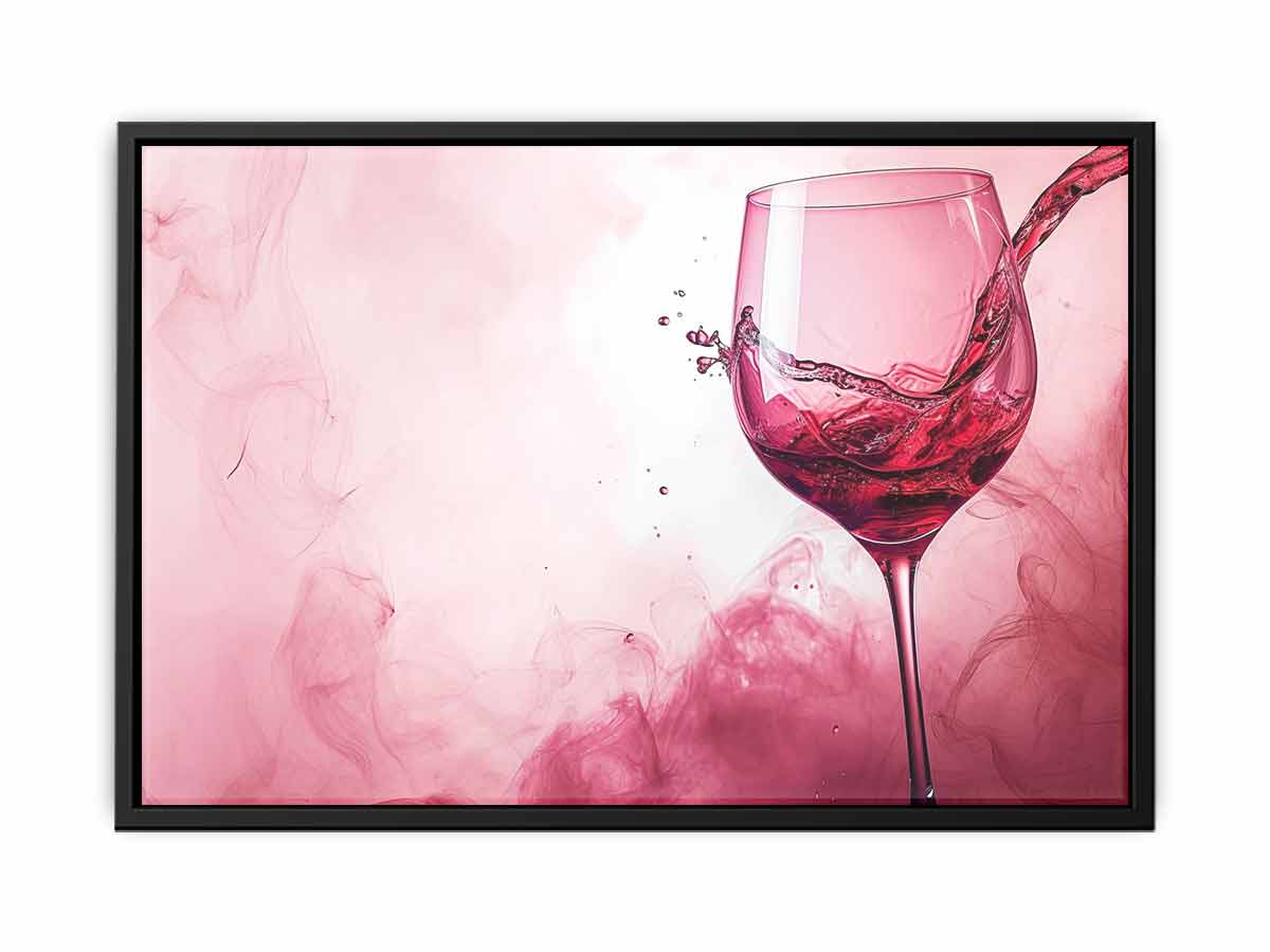 Pink wine pour in glass with blush smoke background for dining room decor.