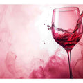 Pink wine pour in glass with blush smoke background for dining room decor.