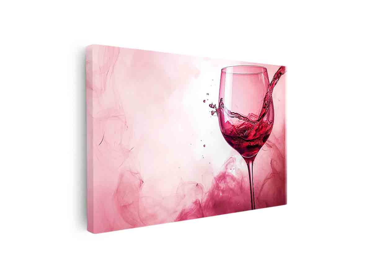 Pink wine pour in glass with blush smoke background for dining room decor.