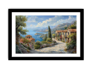 Greek Village  Art framed Print