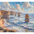 Great Ocean Road canvas art with ocean cliffs and waves for coastal living room decor.