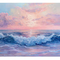 Pastel ocean wave canvas art for serene bedroom decor.