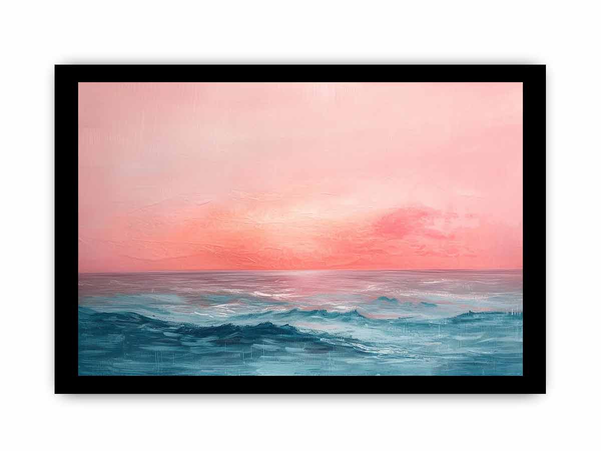 Pink Sunrise Sea- Art framed Print