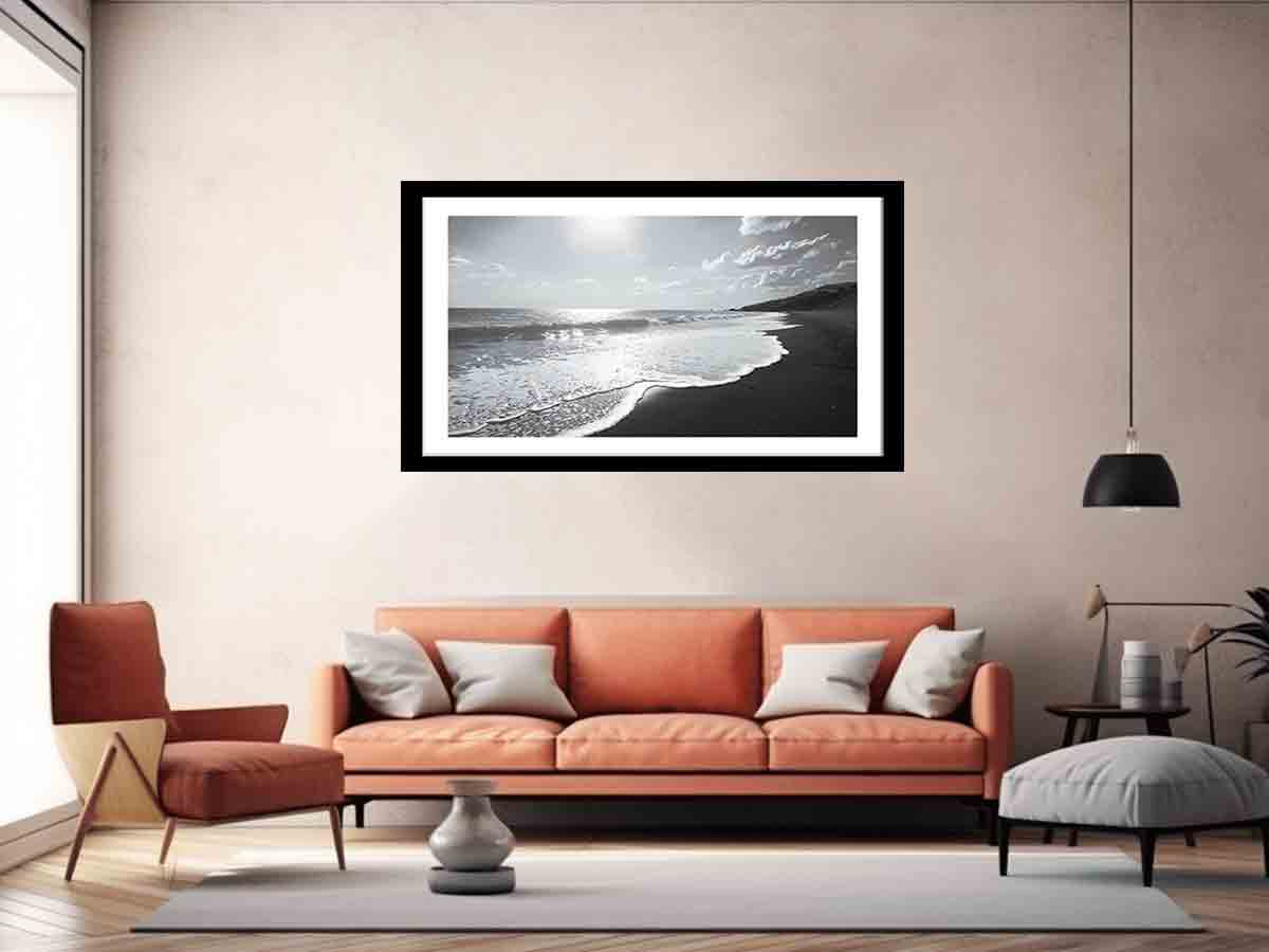 Black and white  Beach Art Print