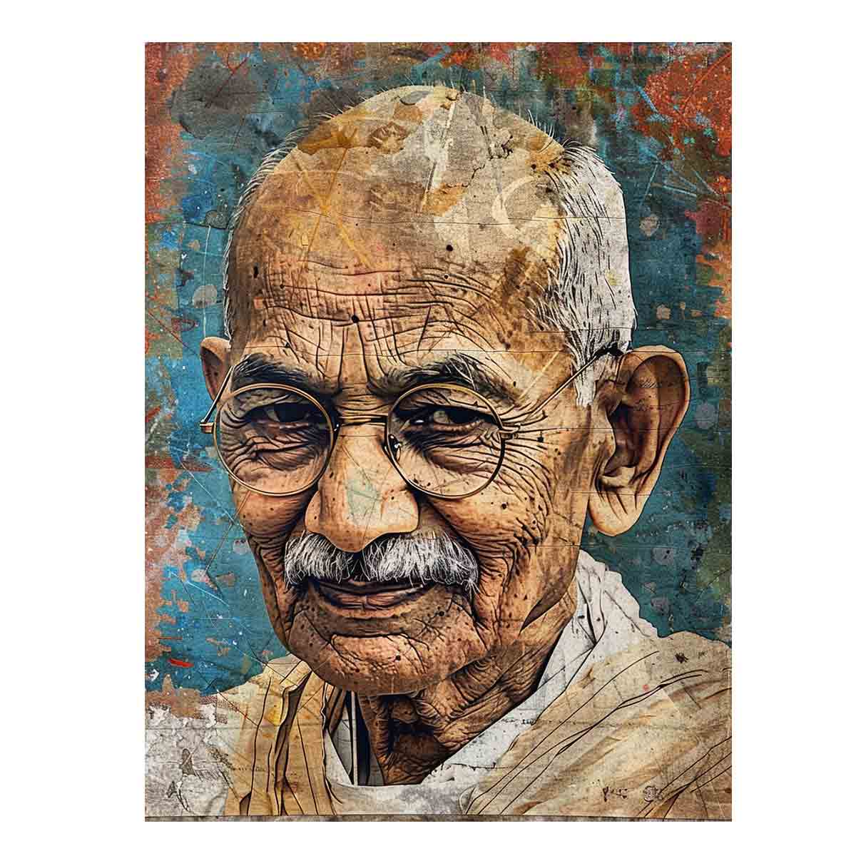 Vintage elderly man portrait canvas art with glasses for refined office wall decor.