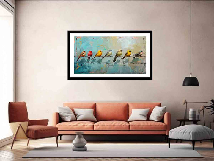Birds on wire Art Print