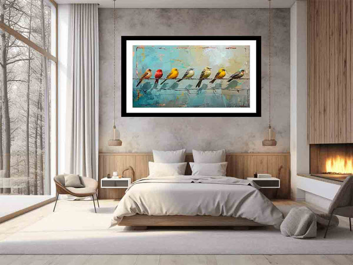 Birds on wire Art Print