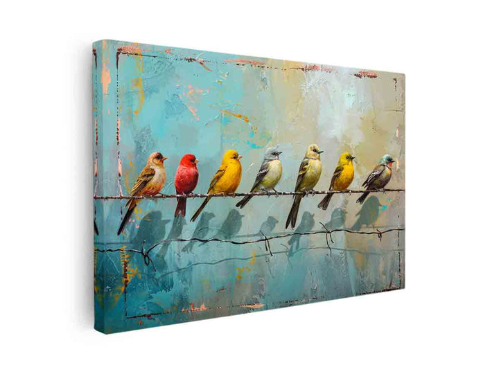 Birds on wire canvas Print