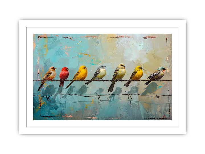 Birds on wire framed Print