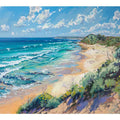 Coastal beach canvas print with turquoise ocean waves for modern living room decor.