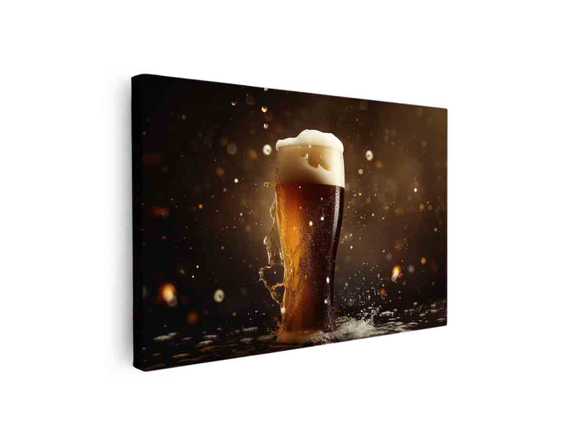 Foaming amber beer glass photography for stylish home bar decor.