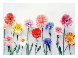 Colorful daisy flower canvas print with watercolor style for bright bedroom decor.