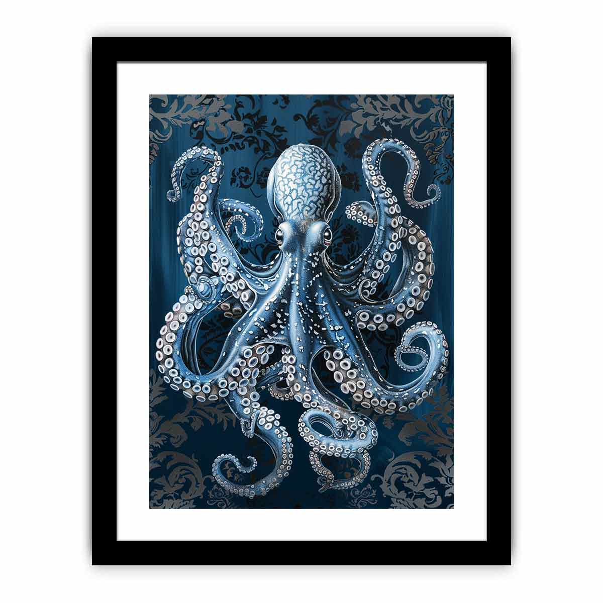 Blue Octopus Art framed Print