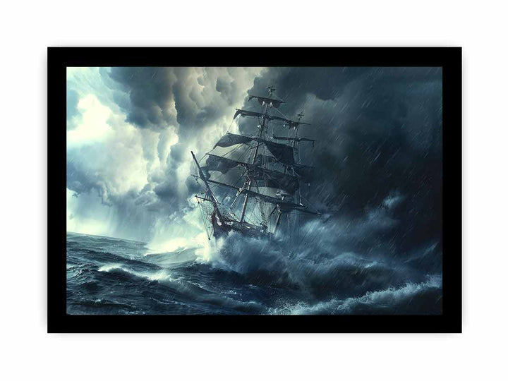 Storm Ship Art framed Print