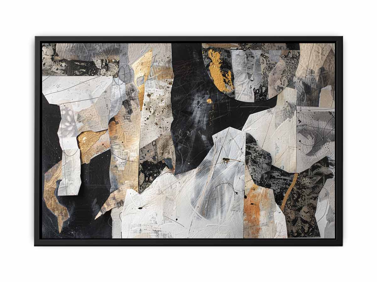 Modern abstract collage canvas art for contemporary office wall decor.