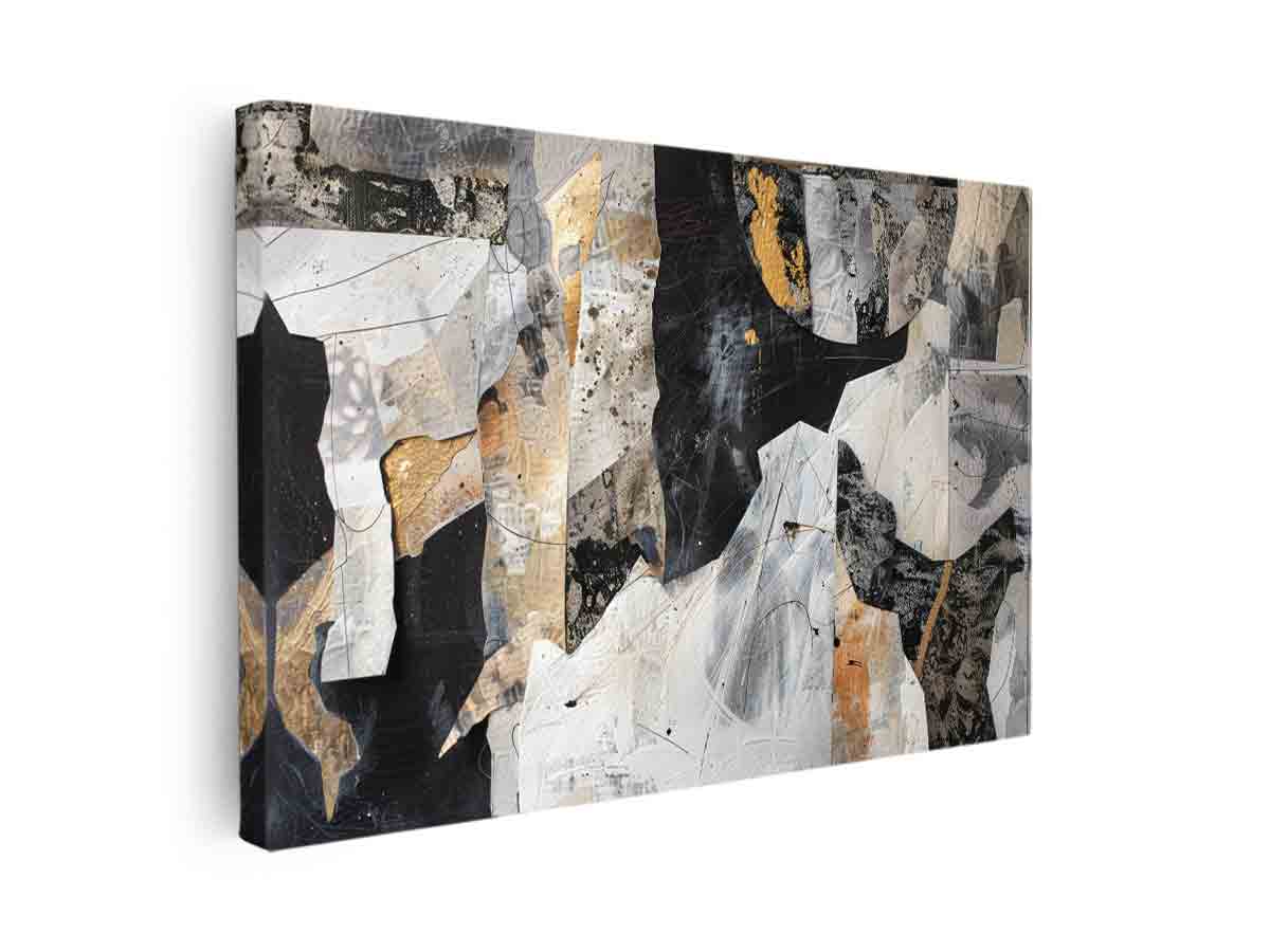 Modern abstract collage canvas art for contemporary office wall decor.