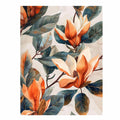 Magnolia floral canvas artwork with leaves for elegant bedroom decor.