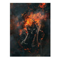 Dramatic fire portrait canvas art for modern office statement decor.