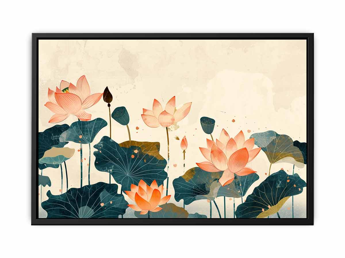 Watercolor lotus Art canvas Print