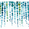 Watercolor blue and green abstract circle artwork for modern living room decor