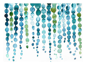 Watercolor blue and green abstract circle artwork for modern living room decor