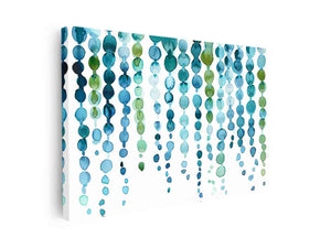Watercolor blue and green abstract circle artwork for modern living room decor