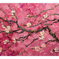 Pink blossom floral artwork with textured modern style for bedroom decor