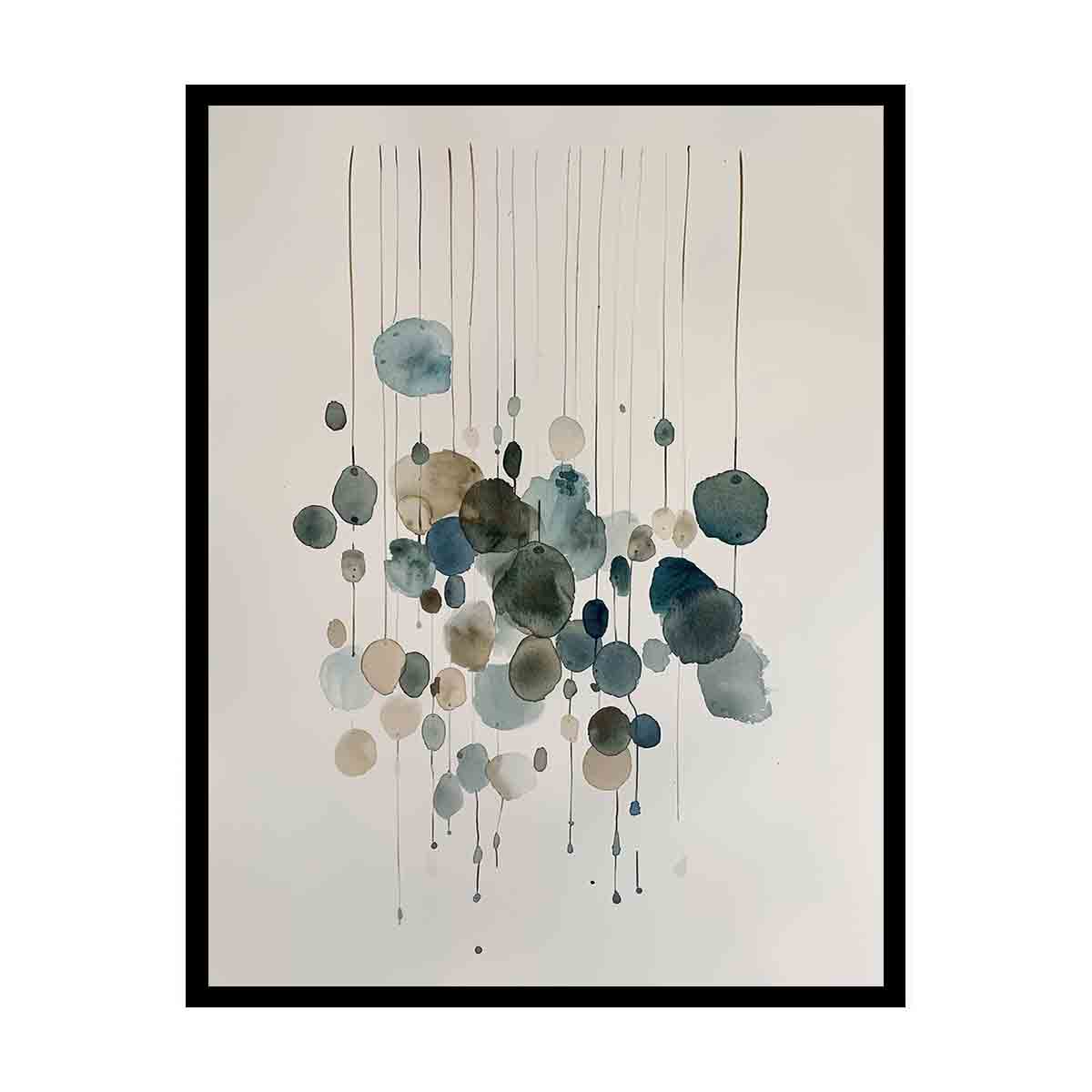 Minimal abstract watercolor circle canvas art for calm modern bedroom decor.