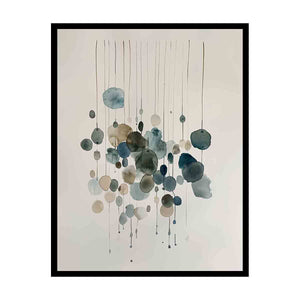 Minimal abstract watercolor circle canvas art for calm modern bedroom decor.